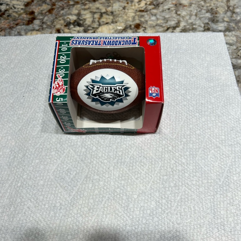 NFL Eagles Brown and White Holiday Ornaments-2 total in bundle